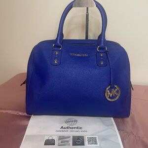 Authentic Michael Kors Purse!!! #030NCOA  Blue Saffiano Leather Satchel